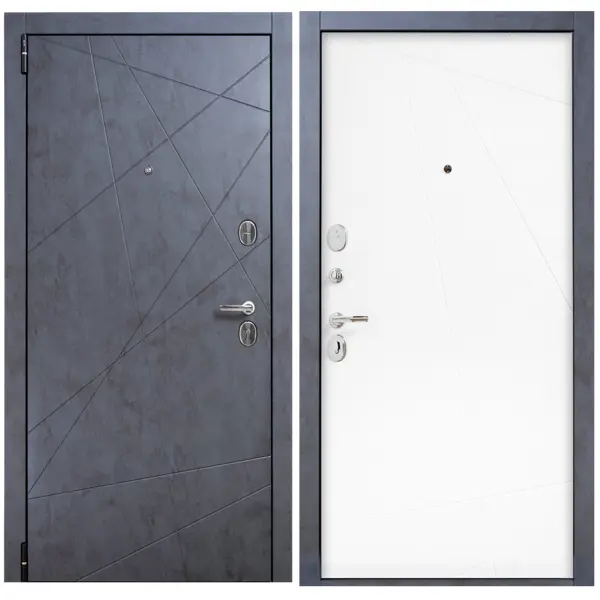 Дверь входная металлическая Порта Р-3 Graphit Art/Super White 980 мм левая