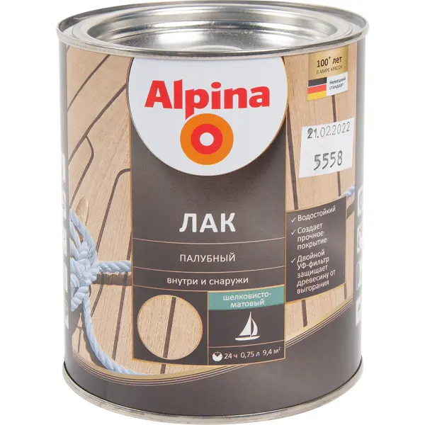 Лак палубный Alpina шелково-матовый 0.75 л