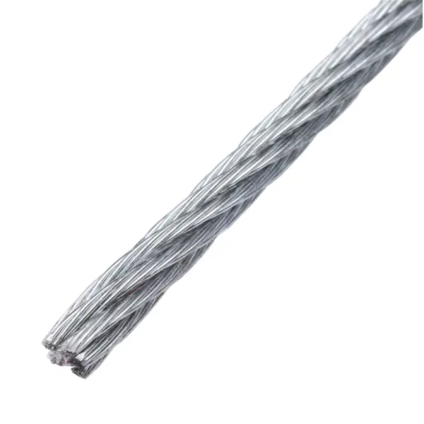 Трос стальной DIN 3055 6 мм цвет серебро, на отрез