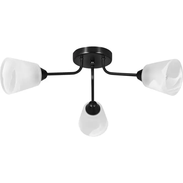 Люстра потолочная «Юкка» КС30097/3C, 3 ламп, 9 м?, цвет чёрный/белый