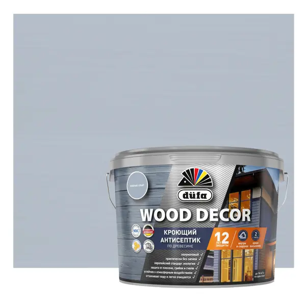 Антисептик для дерева Dufa Wood Decor полуматовый цвет серый 9 л