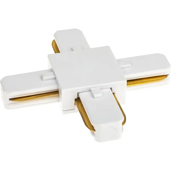 Коннектор для соединения трековых шинопроводов Х-образный жесткий Ritter Artline 94x94мм пластик/медь цвет белый