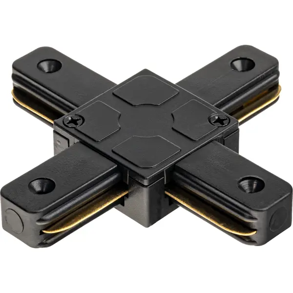 Коннектор для соединения трековых шинопроводов Х-образный жесткий Ritter Artline 94x94мм пластик/медь цвет чёрный