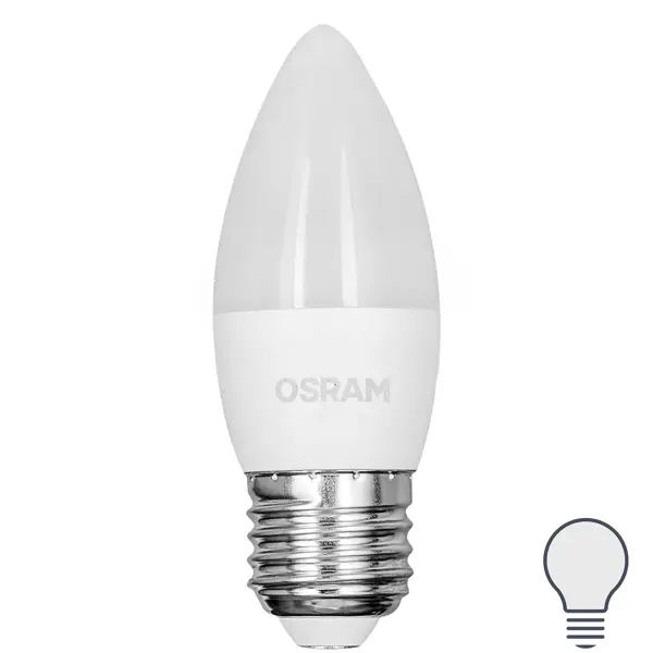 Лампа светодиодная Osram свеча 7Вт 600Лм E27 нейтральный белый свет