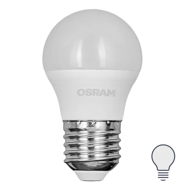 Лампа светодиодная Osram шар 7Вт 600Лм E27 нейтральный белый свет