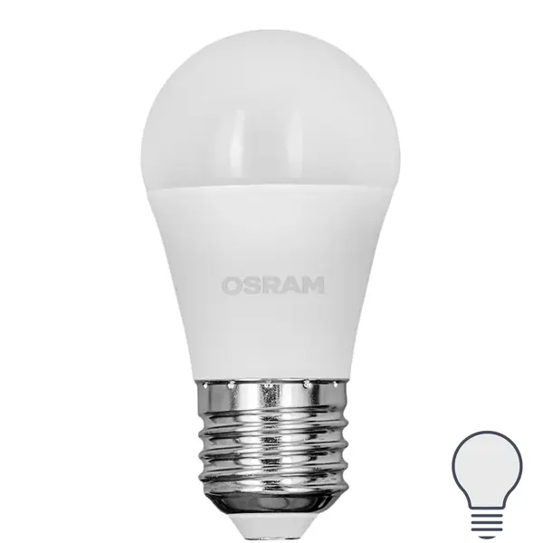 Лампа светодиодная Osram шар 9Вт 806Лм E27 нейтральный белый свет