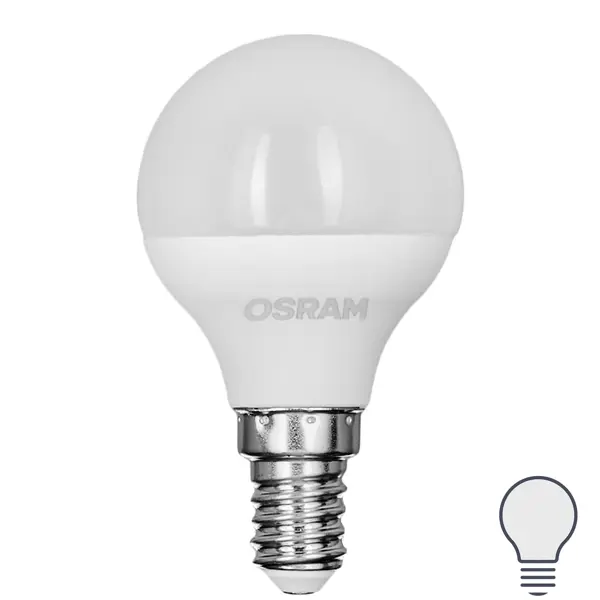 Лампа светодиодная Osram шар 7Вт 600Лм E14 нейтральный белый свет