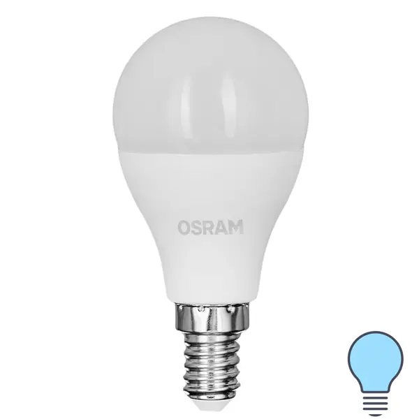 Лампа светодиодная Osram шар 9Вт 806Лм E14 холодный белый свет