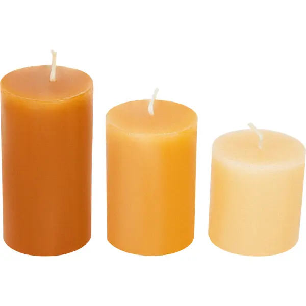 Набор свечей столбик ароматизированный Сандал коричневый 9 см 3 шт.