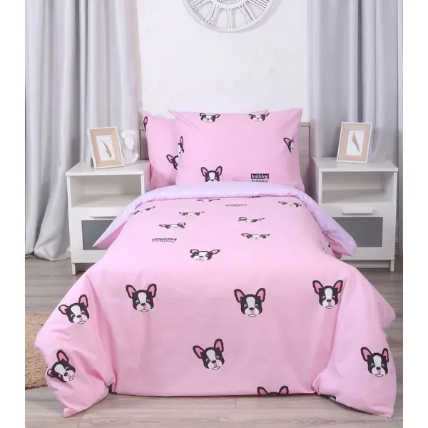 Комплект постельного белья Mona Liza Dogs полутораспальный поплин розовый