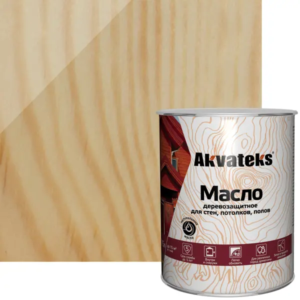 Масло деревозащитное для стен и потолков Akvateks цвет прозрачный 0.75 л