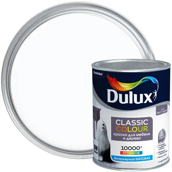 Краска для мебели и дерева Dulux Classic Colour цвет белый 1 л