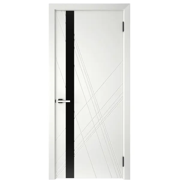 Дверь межкомнатная остекленная с замком и петлями в комплекте Графика Х 60x200 см эмаль цвет белый