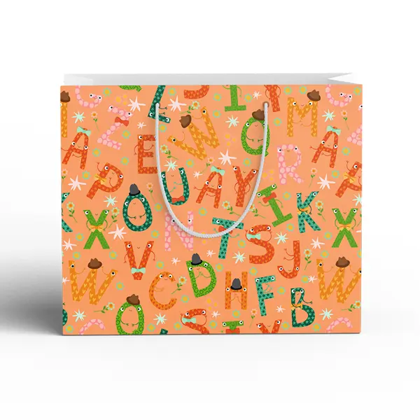 Пакет подарочный Алфавит 20x15 см цвет оранжевый