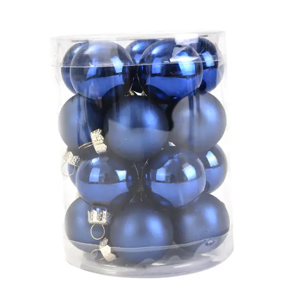 Набор новогодних шаров Christmas ?3 см стекло цвет синий 20 шт.