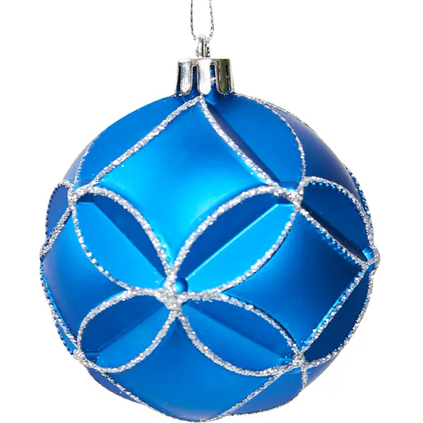 Елочное украшение Шар с объемным узором Christmas ?8 см пластик цвет синий