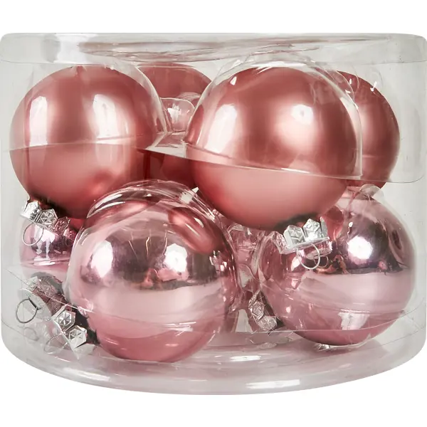 Набор новогодних шаров Christmas ?7 см цвет розовый 8 шт.