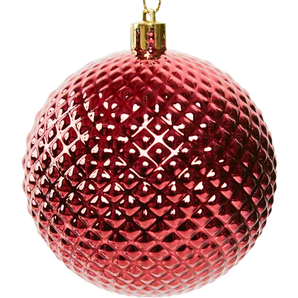 Елочное украшение Шар с объемным узором Christmas ?8 см цвет розовый