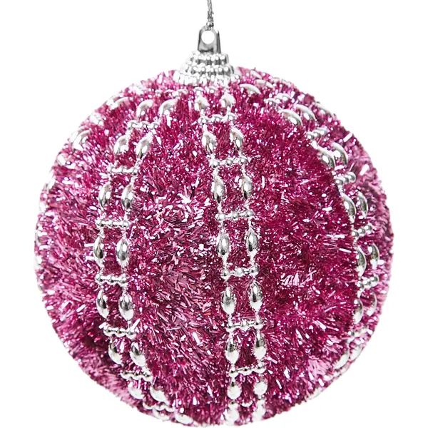 Елочное украшение Шар с узором из блесток Christmas ?8 см цвет розовый