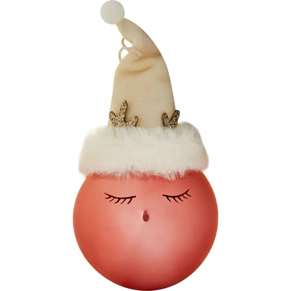 Елочное украшение Шар со шляпкой Christmas ?8 см цвет розовый