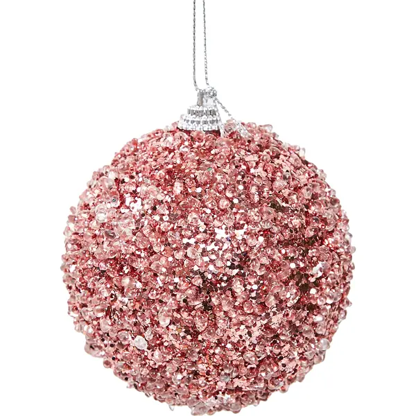 Елочное украшение Шар с розовыми блестками Christmas ?8 см цвет розовый