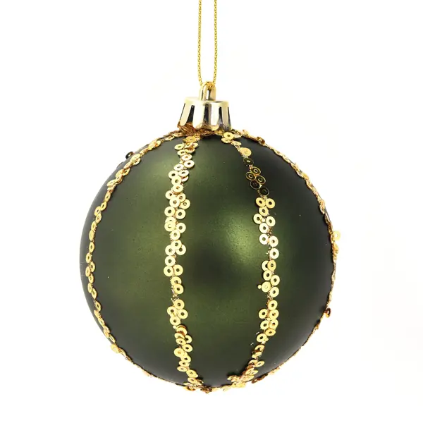 Елочное украшение Шар с узором из блесток Christmas ?7.8 см цвет зеленый