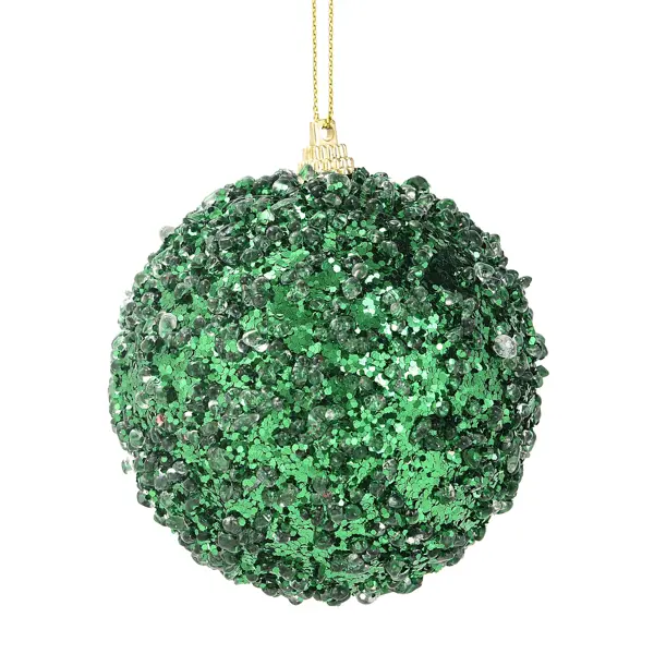 Елочное украшение Шар с зелеными блестками Christmas ?8 см цвет зеленый