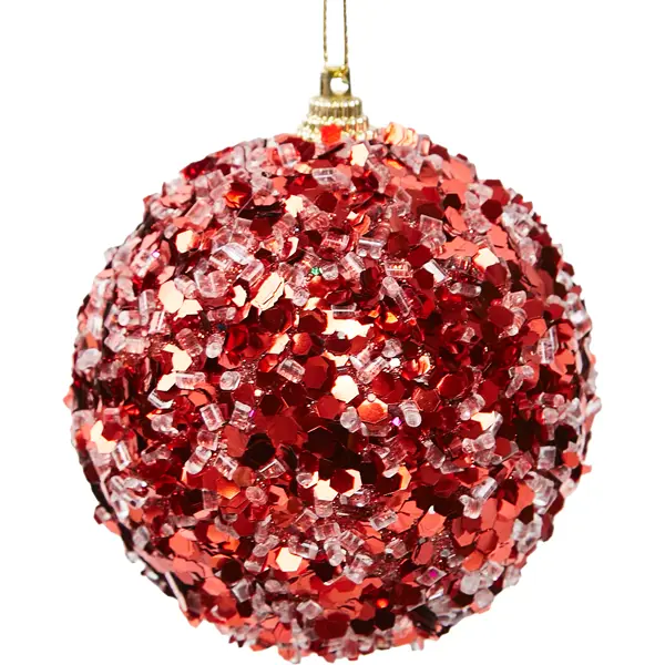 Елочное украшение Шар с красными блестками Christmas ?8 см цвет красный