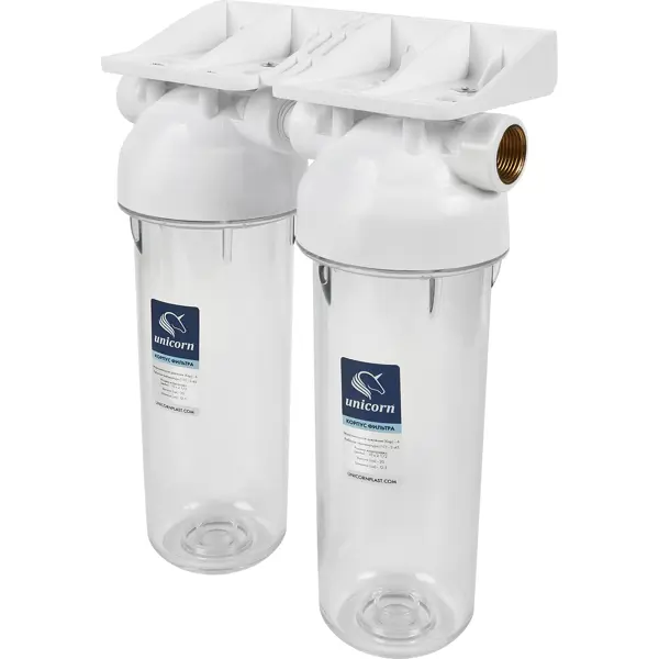 Магистральный фильтр для холодного водоснабжения (ХВС) Unicorn KSBP DUO LM двойной SL10 3/4" пластик
