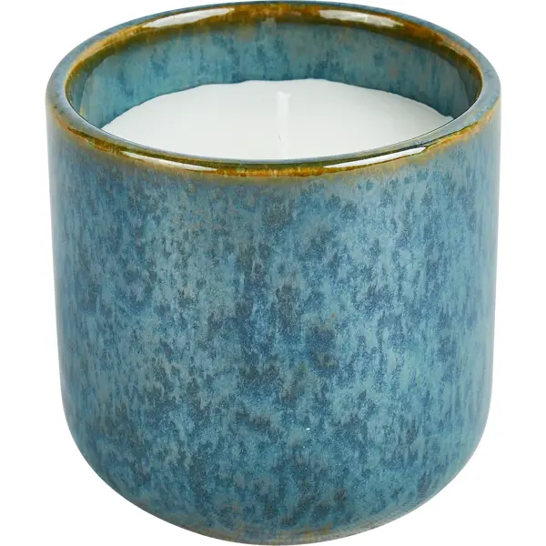 Свеча в керамическом подсвечнике Цитрон коричнево-синяя 9.3 см