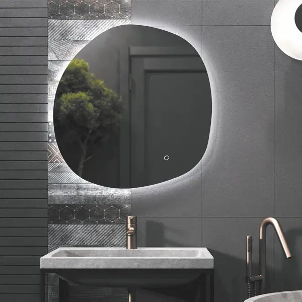 Зеркало для ванной Omega Glass Лилль SD43 с подсветкой 60x65 см ассиметричное