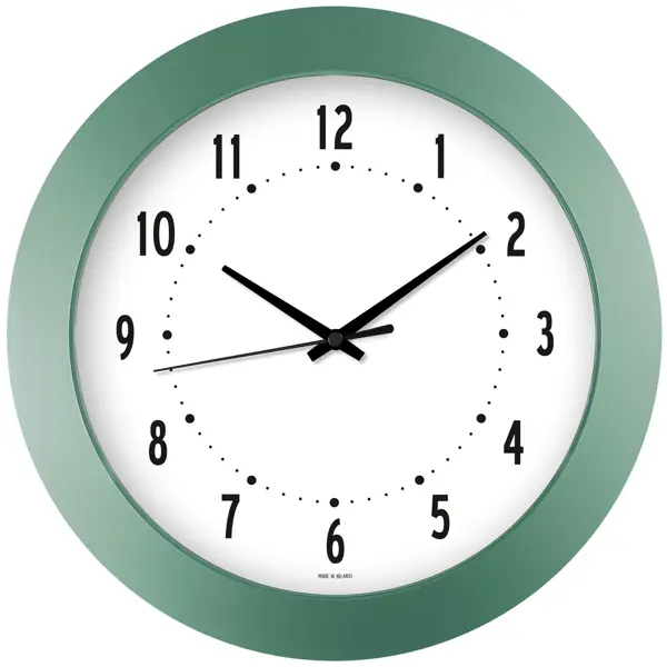 Часы настенные Troykatime Эконом круглые пластик цвет зеленый бесшумные ? 30.5 см