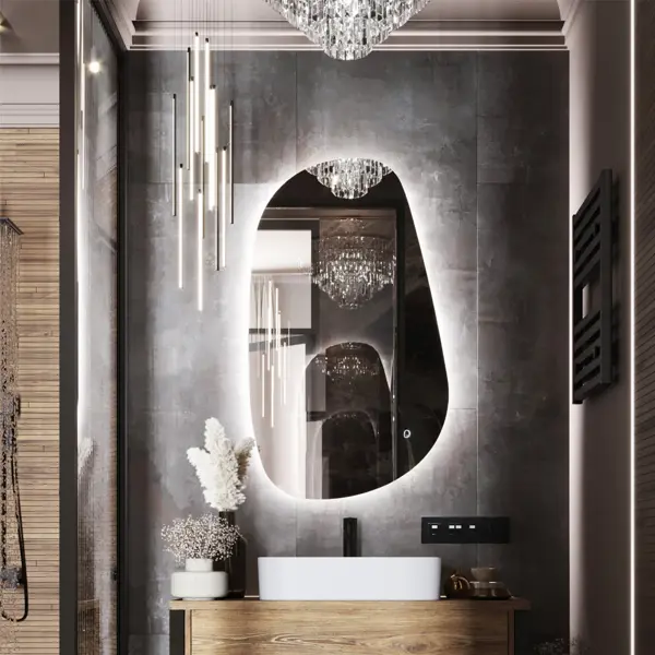 Зеркало для ванной Omega Glass Марсель SD44 с подсветкой 60x100 см ассиметричное