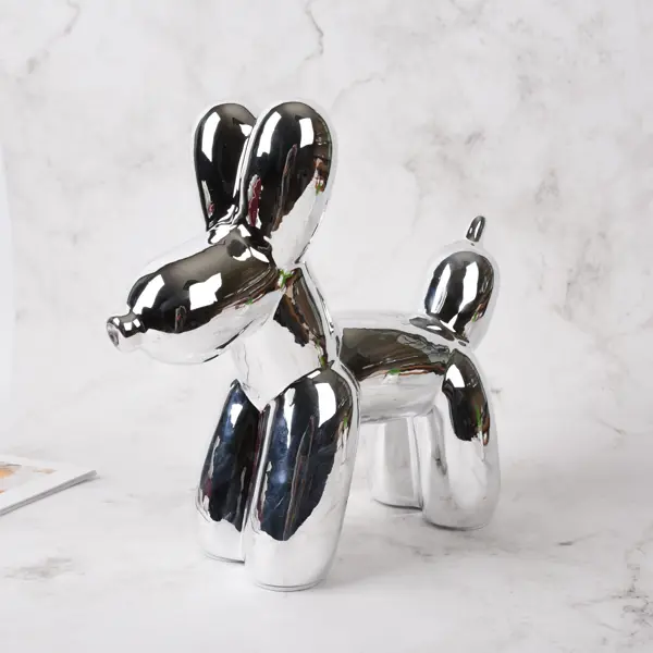 Декоративная фигура Собака керамика серебристая 28х10х25.5 см