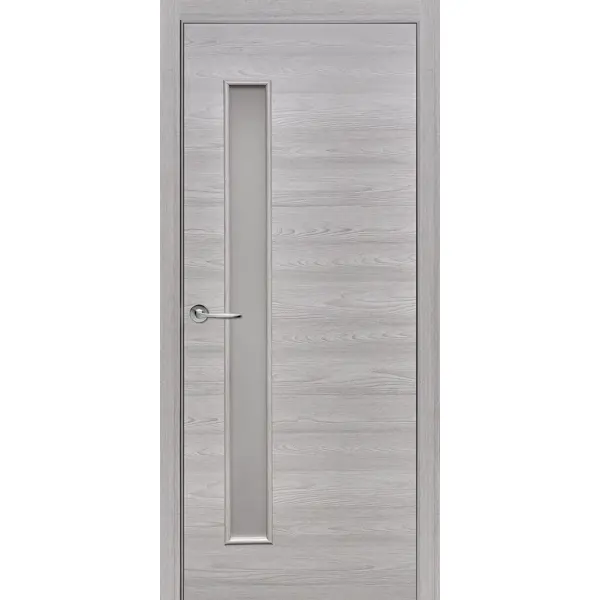 Дверь межкомнатная остекленная с замком в комплекте 60x200 см Hardflex цвет ясень серый