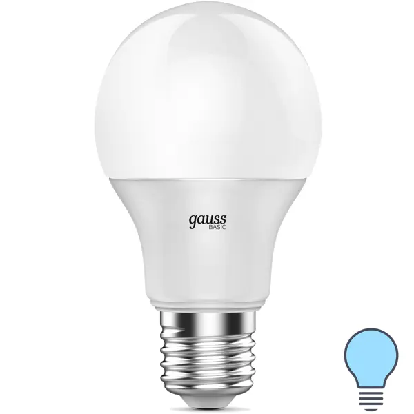 Лампа светодиодная Gauss E27 170-240 В 6.5 Вт груша матовая 600 лм холодный белый свет
