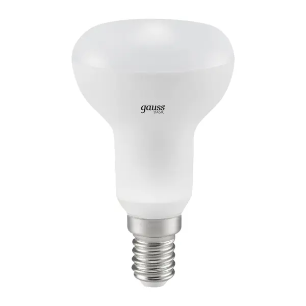 Лампа светодиодная Gauss R50 E14 170-240 В 5.5 Вт гриб матовая 420 лм, теплый белый свет