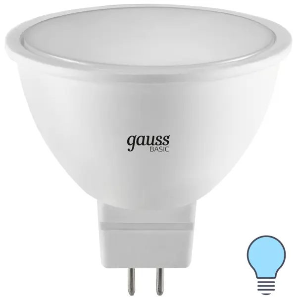 Лампа светодиодная Gauss MR16 GU5.3 170-240 В 6.5 Вт спот матовая 500 лм холодный белый свет