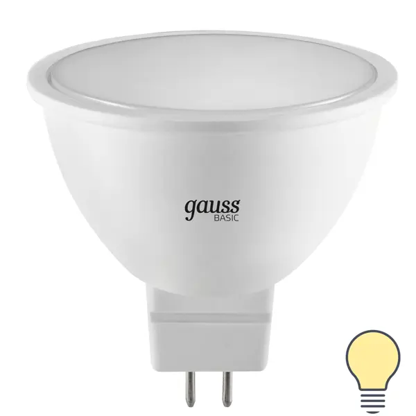 Лампа светодиодная Gauss MR16 GU5.3 170-240 В 8.5 Вт спот матовая 700 лм, теплый белый свет