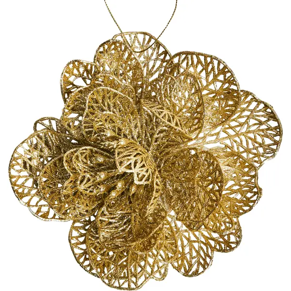 Новогоднее украшение Цветок рождественник 5x18 см цвет золото