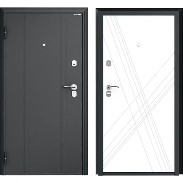 Дверь входная металлическая Оптим 88x205 см левая цвет белая графика