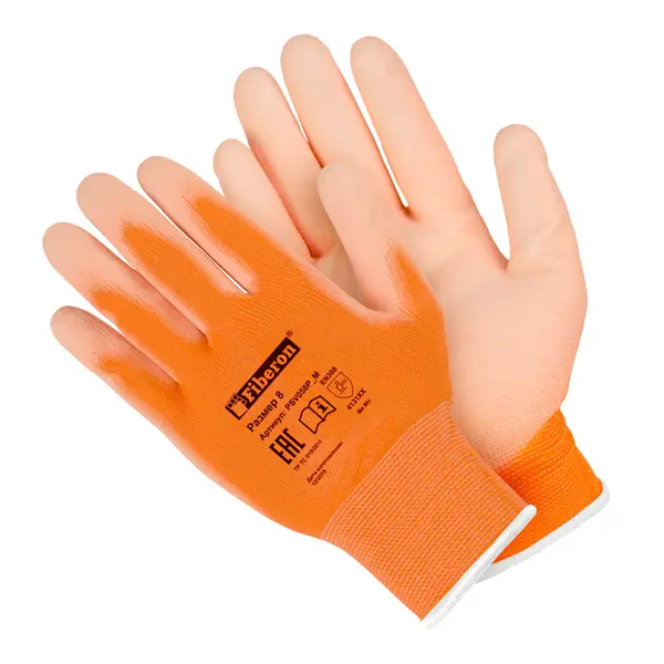 Перчатки полиэстеровые Fiberon, размер 8 / M, цвет оранжевый