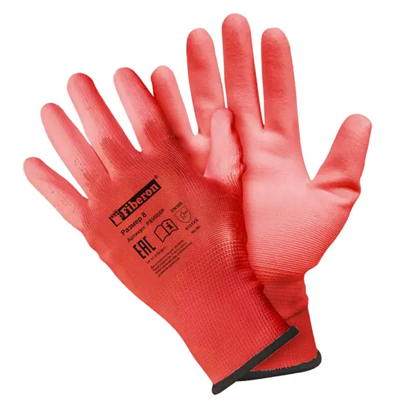 Перчатки полиэстеровые Fiberon, размер 8 / M, цвет красный