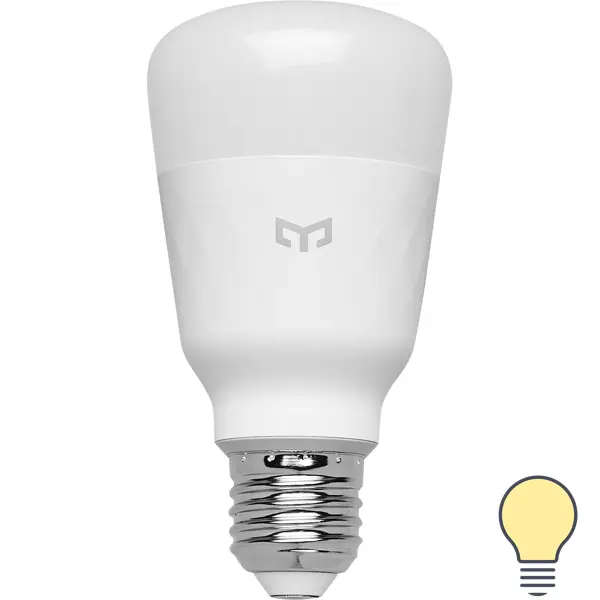 Лампа умная светодиодная Yeelight E27 200-240 В 10 Вт груша матовая 800 лм теплый белый свет для диммера