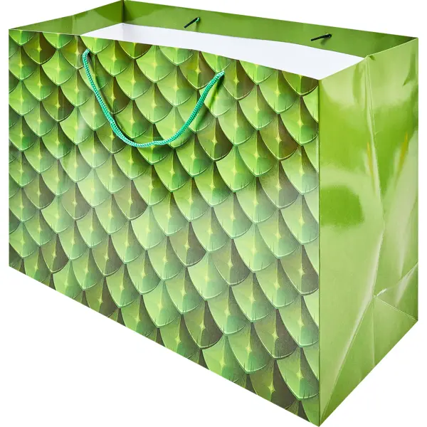 Пакет подарочный «Чешуя» 40x35 см цвет зеленый
