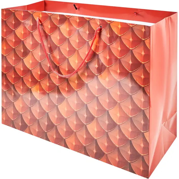 Пакет подарочный «Чешуя» 40x35 см цвет красный