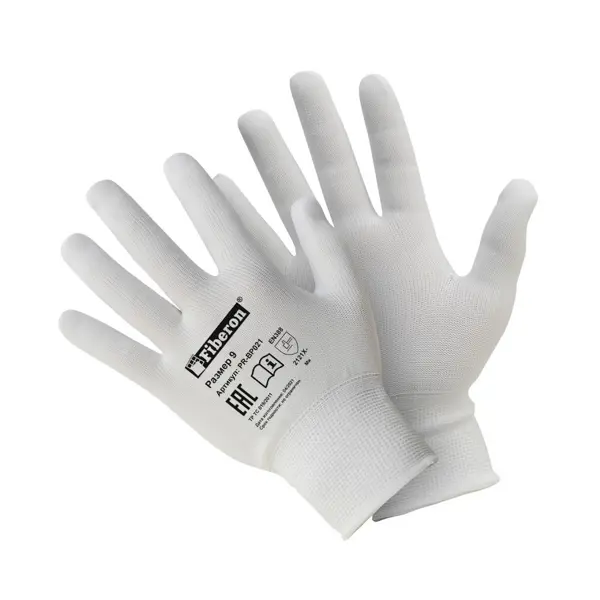 Перчатки полиэстеровые Fiberon белые размер 9 / L