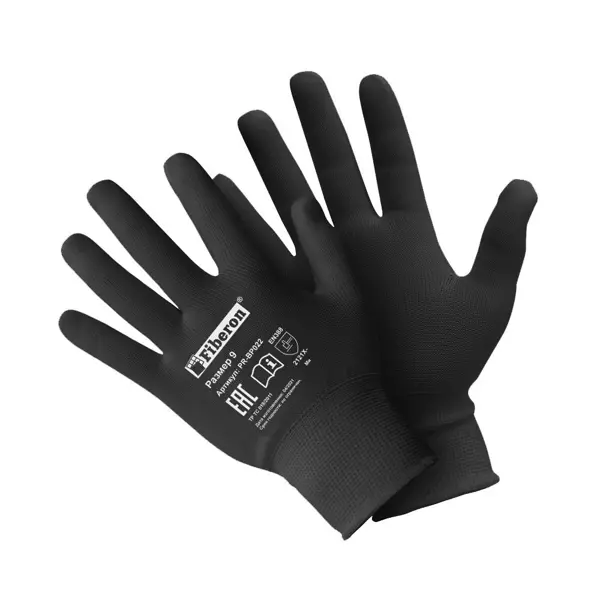 Перчатки полиэстеровые Fiberon черные размер 9 / L