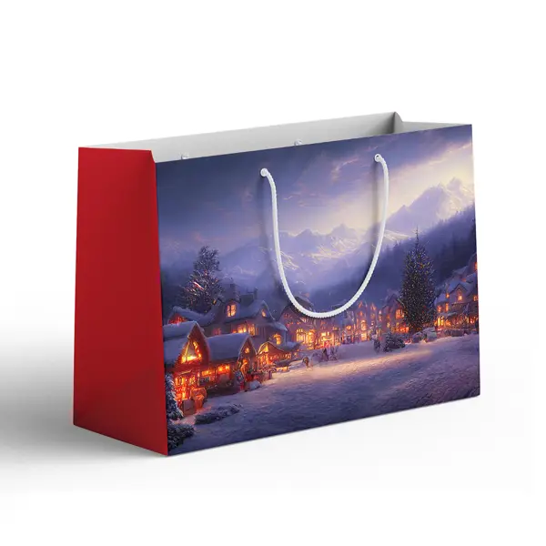 Пакет подарочный «Голубые узоры» 22x15 см цвет красно-сиреневый