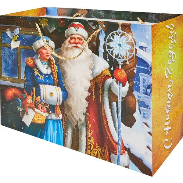 Пакет подарочный «Дед Мороз» 40.6x33 см цвет разноцветный